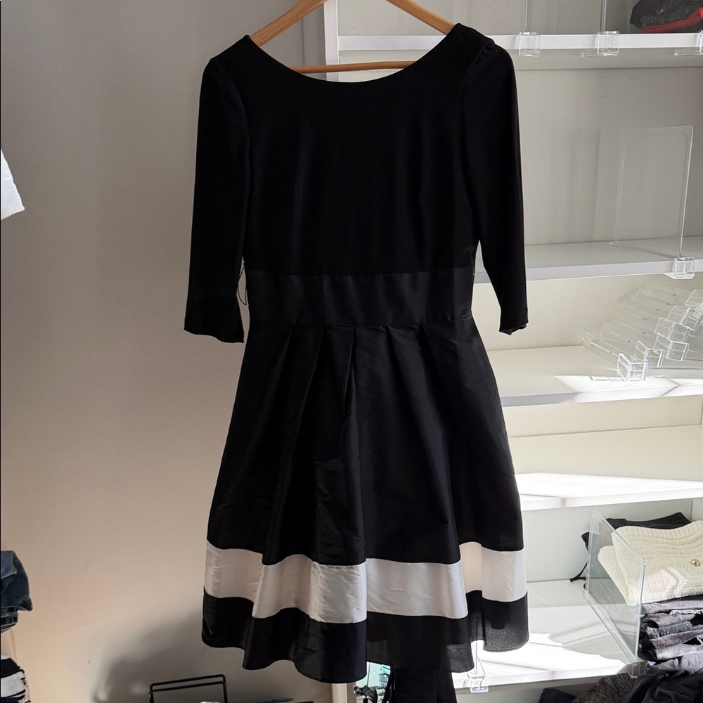 Adrianna Papell Black and White Long Sleeve Dress